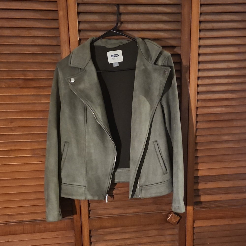Old Navy Sage Green Leather Jacket